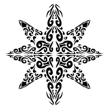 Estetik şekilli kabile dövmesi tasviri. Çıkartmalar, giysi çıkartmaları, şapkalar, ayakkabılar, posterler, afişler, kitap kapakları, simgeler için mükemmel
