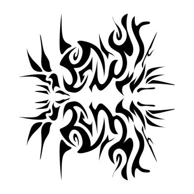 Estetik şekilli kabile dövmesi tasviri. Çıkartmalar, giysi çıkartmaları, şapkalar, ayakkabılar, posterler, afişler, kitap kapakları, simgeler için mükemmel