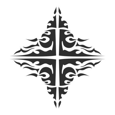 Estetik şekilli kabile dövmesi tasviri. Çıkartmalar, giysi çıkartmaları, şapkalar, ayakkabılar, posterler, afişler, kitap kapakları, simgeler için mükemmel