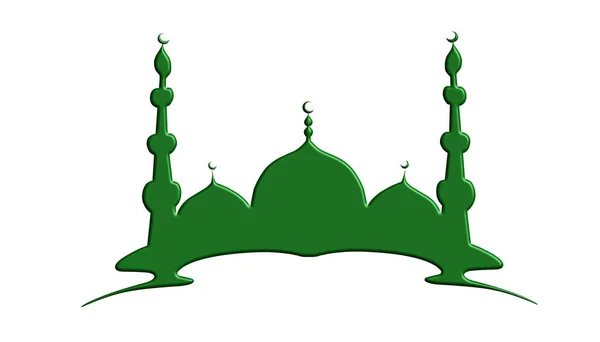 ラマダーンとアイド フィトルをテーマにしたイラストの背景には 緑のモスクのシルエットがあります このデザインは ラマダーンやアイドをテーマにしたポスター グリーティングカード ウェブサイトの壁紙などに最適です — ストック写真