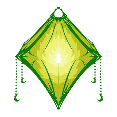 Ramazan, Kurban Bayramı ve Kurban Bayramı temalı sarı alevli yeşil bir fenerin tasviri. Elementler, simgeler, çıkartmalar, dövmeler, duvar kağıtları veya arka plan temalı Ramazan, Kurban Bayramı, Kurban Bayramı ve İslam bayramları için mükemmel