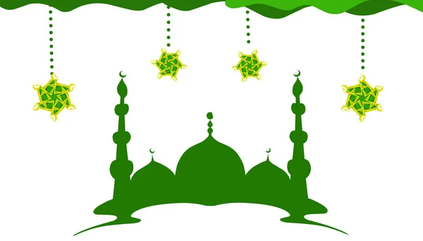 Background Illustration Theme Ramadan Eid Fitr Eid Adha Green Mosque — Stock Vector