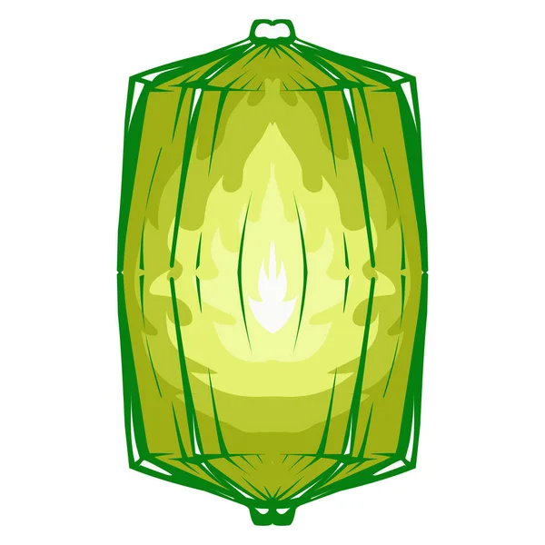 Ilustración Una Linterna Verde Con Una Llama Amarilla Sobre Tema — Archivo Imágenes Vectoriales