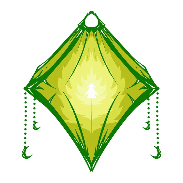 Ilustração Uma Lanterna Verde Com Uma Chama Amarela Sobre Tema — Vetor de Stock