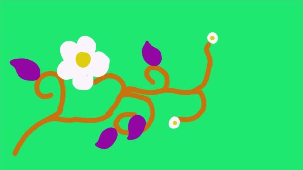 Animação Bonita Flor Desenhos Animados Tela Verde Perfeito Para Elementos — Vídeo de Stock