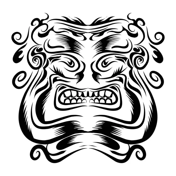 Ilustração Uma Máscara Tribal Perfeito Para Logotipos Tatuagens Adesivos Desenhos —  Vetores de Stock