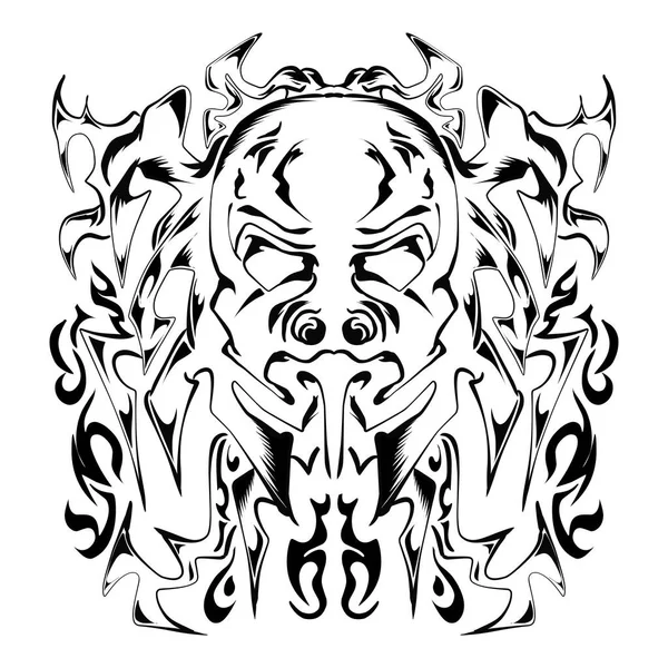 Illustration Eines Stammesschädelbildes Perfekt Für Logos Tattoos Aufkleber Shirt Designs — Stockvektor
