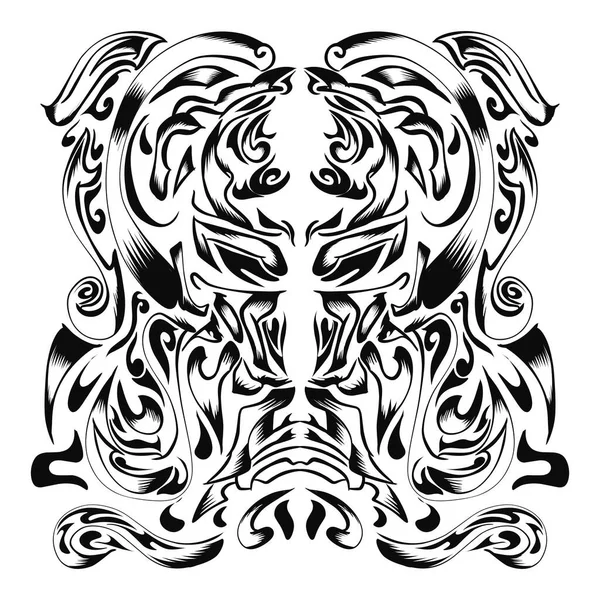 Illustration Eines Stammesschädelbildes Perfekt Für Logos Tattoos Aufkleber Shirt Designs — Stockvektor
