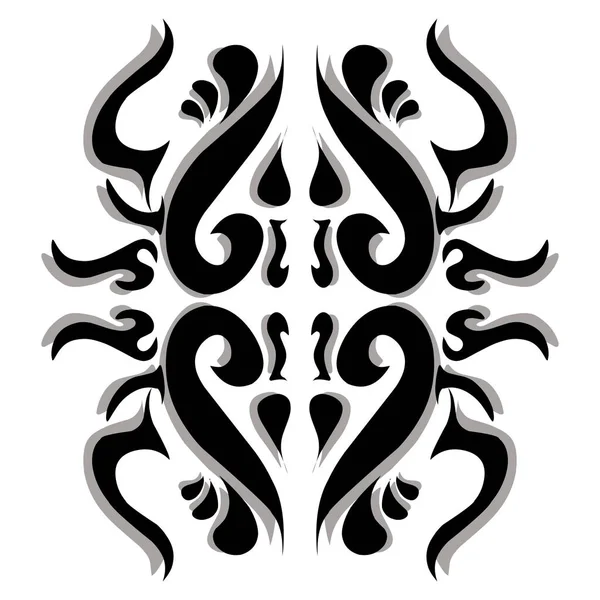 Gri Tonlu Siyah Kabile Dövmesi Çizimi Logo Tasarımı Çıkartmalar Tişörtler — Stok Vektör