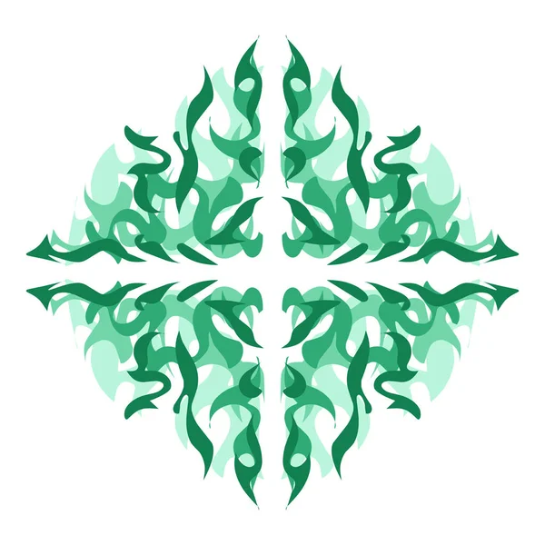 Illustrazione Tribale Colore Verde Con Ombra Perfetto Icone Loghi Elementi — Vettoriale Stock