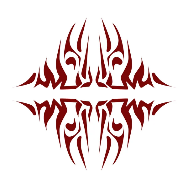 Ilustrasi Desain Suku Warna Maroon Sempurna Untuk Tato Stiker Ikon - Stok Vektor
