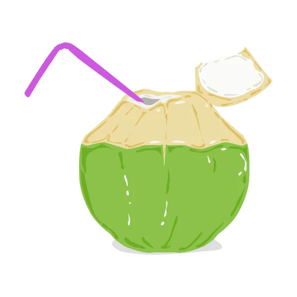 Illustration Eines Frischen Jungen Kokosgetränks Perfekt Für Icons Logos Frischgetränk — Stockvektor