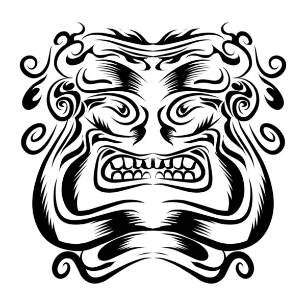 Illustration Tribal Mask Perfect Logos Tattoos Stickers Shirt Designs Hats — Stock Vector