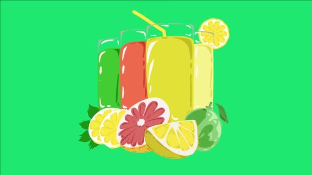 Animação Suco Fruta Fresca Com Fundo Tela Verde Perfeito Para — Vídeo de Stock