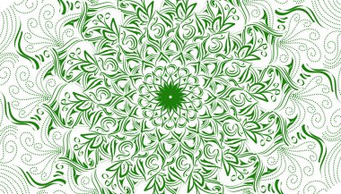 Yeşil mandala motif süslemesi. Arkaplan posterleri, afişler, reklamlar, web siteleri, kitap kapakları için mükemmel