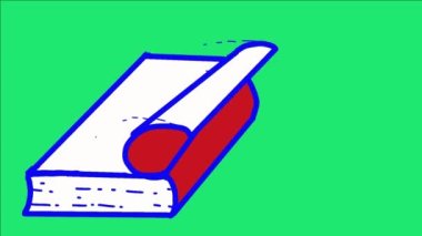 Açık kitap çizgi film animasyonu. Eğitici temalı görüntüler, sunumlar, reklamlar ve daha fazlası için mükemmel.