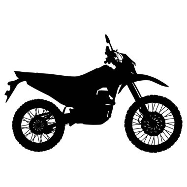 Motosiklet çapraz araç silueti çizimi. Otomotiv, yarış temalı logolar, simgeler, çıkartmalar vs. için mükemmel.