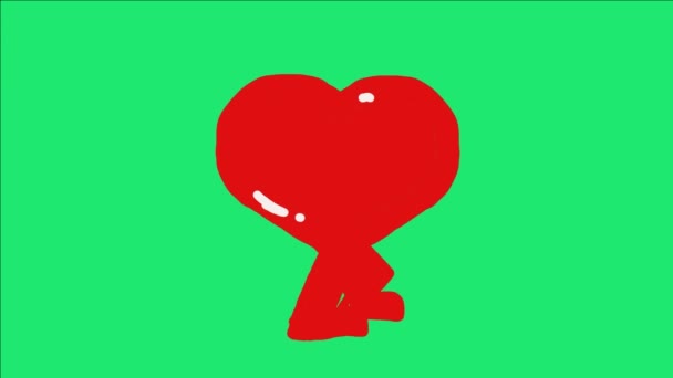 Walking Heart Cartoon Animation Perfekt Für Liebe Und Romantische Titelfiguren — Stockvideo