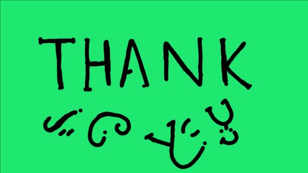 Cartoon Animation Thank You Lettering Green Background Perfect Presentation Covers — Stock Video