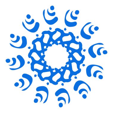 Mavi renkli etnik mandala baba tasarımı çizimi. Logolar, simgeler, çıkartmalar, dövmeler, web siteleri, reklamlar ve daha fazlası için tasarım unsurları için mükemmel