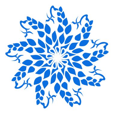 Mavi renkli etnik mandala baba tasarımı çizimi. Logolar, simgeler, çıkartmalar, dövmeler, web siteleri, reklamlar ve daha fazlası için tasarım unsurları için mükemmel