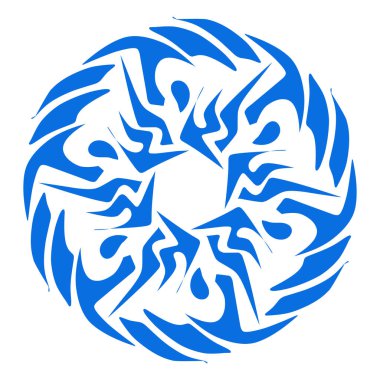 Mavi renkli etnik mandala baba tasarımı çizimi. Logolar, simgeler, çıkartmalar, dövmeler, web siteleri, reklamlar ve daha fazlası için tasarım unsurları için mükemmel