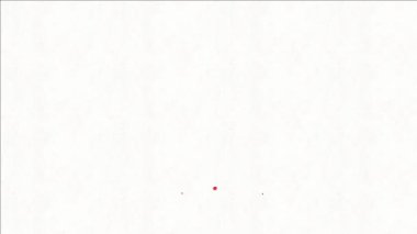 Su damlacıklarının canlandırılmış videosu ya da beyaz arka planda kırmızı renkli sıvı. Görüntü, reklam, sosyal medya, sunum, film, çizgi film için mükemmel.