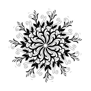 Siyah kabile mandala element çizimi. Dövmeler, simgeler, arka plan elemanları ve duvar kağıtları, çıkartmalar için mükemmel