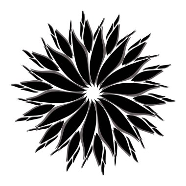 Gölgeli siyah kabile mandala ikonu. Logolar, simgeler, eşyalar, dövmeler, çıkartmalar, posterler, afişler, giysiler, şapkalar için mükemmel