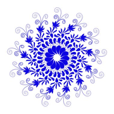 Gölgeli mavi kabile mandala ikonu. Logolar, simgeler, eşyalar, dövmeler, çıkartmalar, posterler, afişler, giysiler, şapkalar için mükemmel