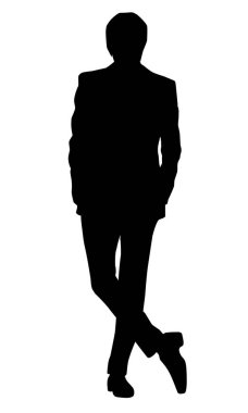 Yakışıklı bir adamın silueti. Çıkartmalar, dövmeler, simgeler, logolar, afişler, afişler için mükemmel.