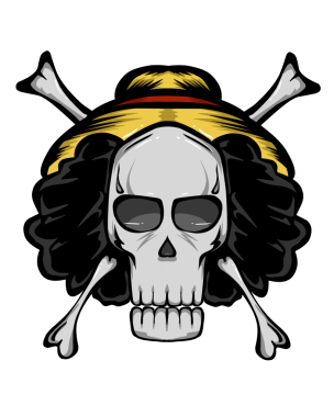 Hasır şapkalı bir kafatası tasviri. Çıkartmalar, logolar, maskotlar, ikonlar, posterler, kıyafetler, şapkalar için mükemmel.