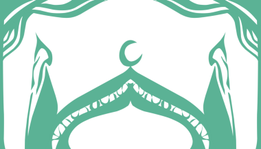 Ramazan ve Müslüman bayramlarının arkaplan temalı yeşil renginde, cami kubbesi resmi de var..