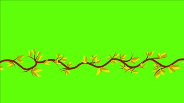 Yapraklı bir ağaç dalının çizgi film animasyonu. İçerik videoları, reklamlar, sunum videoları ve web siteleri için mükemmel.