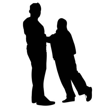 Bir çiftin silueti. Çıkartmalar, dövmeler, logolar, afişler, afişler, simgeler için mükemmel