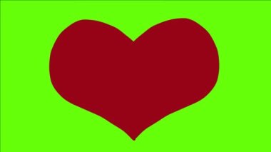 Kırmızı aşk animasyonunun yeşil ekran animasyonu. Element çekimi, aşk ve şefkat temalı film videosu için mükemmel