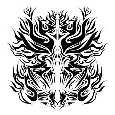 Vahşi bir hayvanın kabile dövmesinin tasviri. Tişörtler, elbiseler, şapkalar, çıkartmalar için mükemmel.