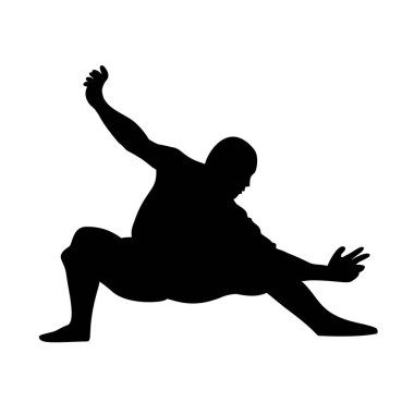 Silhouette of kungfu martial arts stance on white background. Perfect for stickers, icons, logos and tattoos clipart