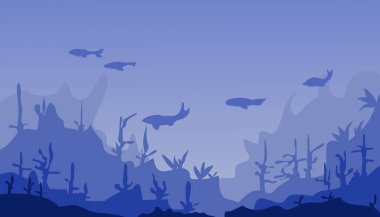 Okyanus tabanının ya da denizin altındaki maviliğin görüntüsü. Duvar kağıtları, dergiler, arka planlar, afişler, posterler ve reklamlar için uygun