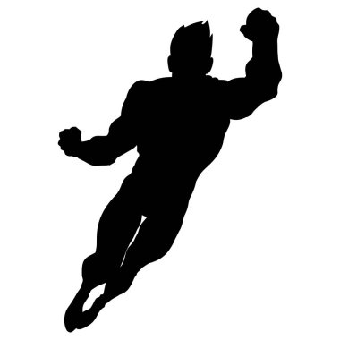 Beyaz arka planda uçan insan silueti. Çıkartmalar, logolar, simgeler, dövmeler için mükemmel