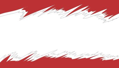 Beyaz zemin üzerinde kırmızı ve beyaz desenler olan yırtık kağıt soyut duvar kağıdı. Kitap kapakları, posterler, afişler için uygun