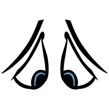 Üzücü göz karikatürü tasarımı. Çıkartmalar, simgeler, logolar, dövmeler için mükemmel