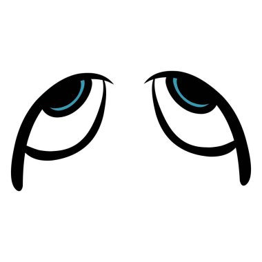 Üzücü göz karikatürü tasarımı. Çıkartmalar, simgeler, logolar, dövmeler için mükemmel