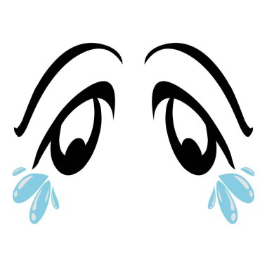 Üzücü göz karikatürü tasarımı. Çıkartmalar, simgeler, logolar, dövmeler için mükemmel