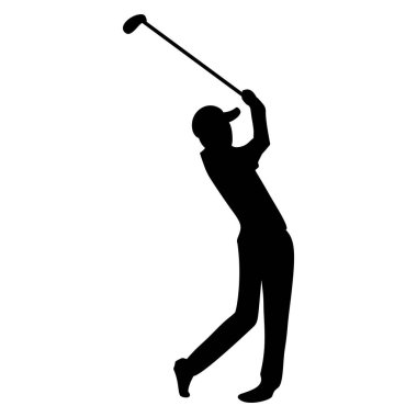 Golf oyuncusunun silueti. Çıkartmalar, reklamlar ve simgeler için mükemmel.