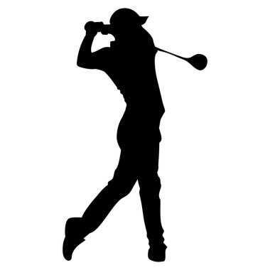Golf oyuncusunun silueti. Çıkartmalar, reklamlar ve simgeler için mükemmel.