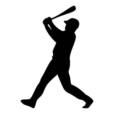 The silhouette of the baseball player who is hitting the ball. Perfect for stickers, icons and elements or advertising ornaments clipart