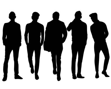 Diverse silhouettes of men, various poses. Ideal for design, web, and creative projects clipart