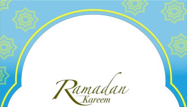 Ramadan Kareem design with arched shape and stars. Islamic holy month template clipart