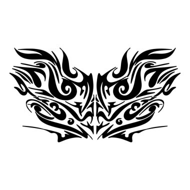 A symmetrical tribal tattoo design, perfect for adding a touch of edgy style to your projects clipart